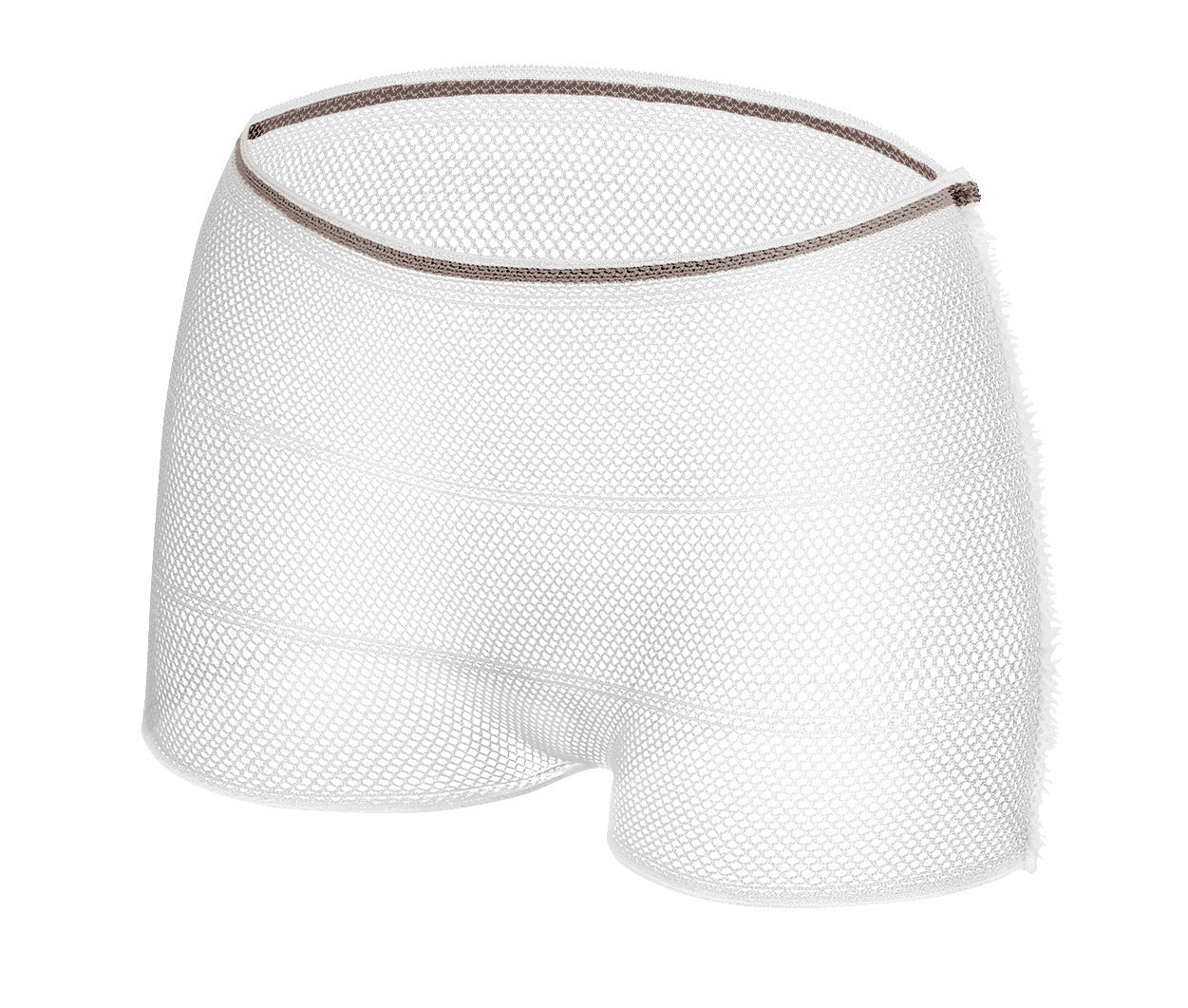Die Abbildung zeigt ein Paar MoliCare Fixpants mit kurzen Beinen in einer großen Größe. Die Fixpanties sind aus einem weichen, elastischen Material gefertigt und in einem schlichten, hellgrauen Farbton gehalten. Sie sind für Menschen mit Inkontinenz konzipiert und bieten eine komfortable Passform mit einem elastischen Bund. Die Seitennähte sind flach, um Hautirritationen zu vermeiden.