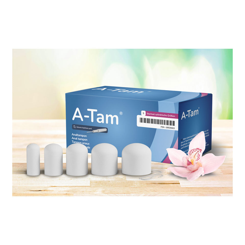 Frontalansicht des A-Tam Analtampon Startset zylindrische Größe.