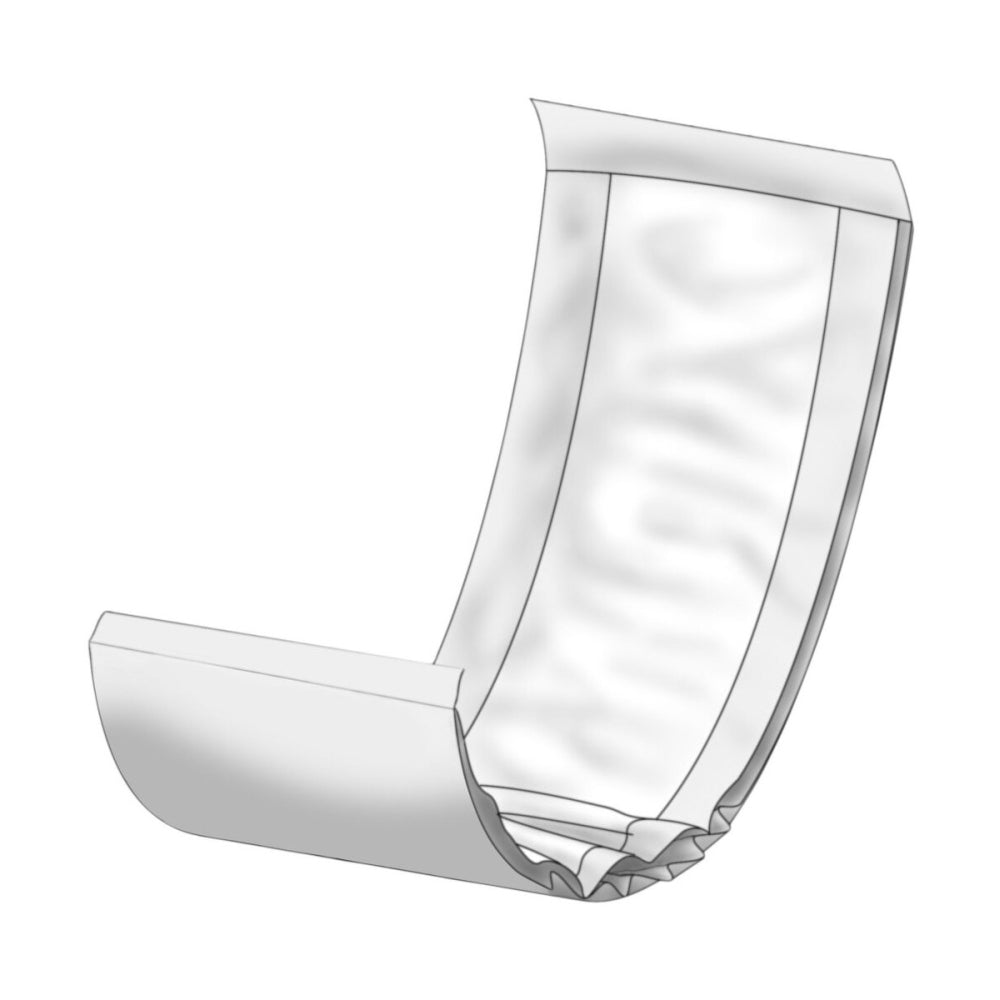 Ein Paket mit Einwegunterlagen von der Marke Abena. Die Verpackung ist überwiegend weiß und zeigt in bunten Farben das Produktlogo. Auf der Vorderseite sind die Worte "Abena let normal" deutlich lesbar, ergänzt durch eine Produktbeschreibung und wichtige Informationen zur Verwendung. An den Seiten befinden sich diverse Symbole, die besondere Eigenschaften und die Größe der Unterlagen anzeigen. Das Paket ist klar strukturiert und wirkt ansprechend, umgeben von einem neutralen Hintergrund.