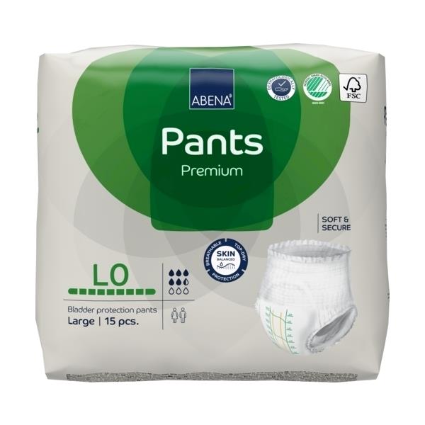 ABENA Pants Premium L0, Inkontinenzhose Large, Packung mit 15 Stück, Vorderansicht