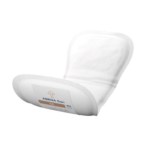 Auf dem Produktbild sind Abena San Premium Inkontinenzeinlagen abgebildet. Die Einlagen sind in einer packenden, transparenten Verpackung dargestellt, die den Blick auf die weiße Einlage freigibt. Diese ist ergonomisch geformt und zeigt an einer Seite eine sanfte, atmungsaktive Oberfläche. Der Verpackungsinhalt ist auf Deutsch beschriftet und hebt die hohen Saugfähigkeits- und Komfortmerkmale der Einlagen hervor.