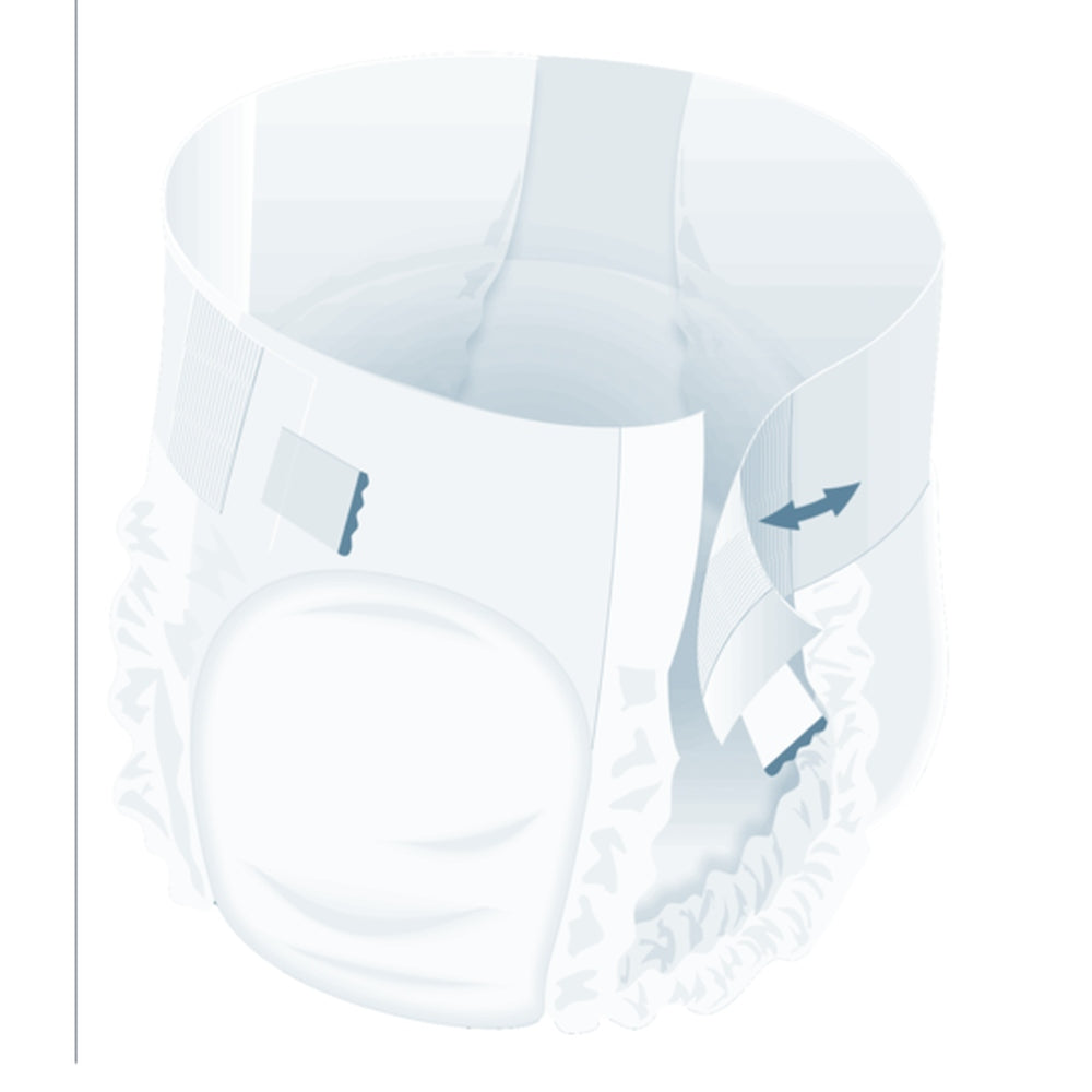 Auf dem Produktbild sind die Attends Adjustable 10 Inkontinenzslips in Größe Large abgebildet. Die Verpackung ist weiß mit einem farbigen, ansprechenden Design, das das Logo und die Produktbezeichnung zeigt. Die Inkontinenzslips selbst sind hellblau und verfügen über verstellbare Klettverschlüsse für eine individuelle Anpassung. Sie sind für sicheren und komfortablen Sitz geformt und bieten einen hohen Saugfähigkeitsgrad.