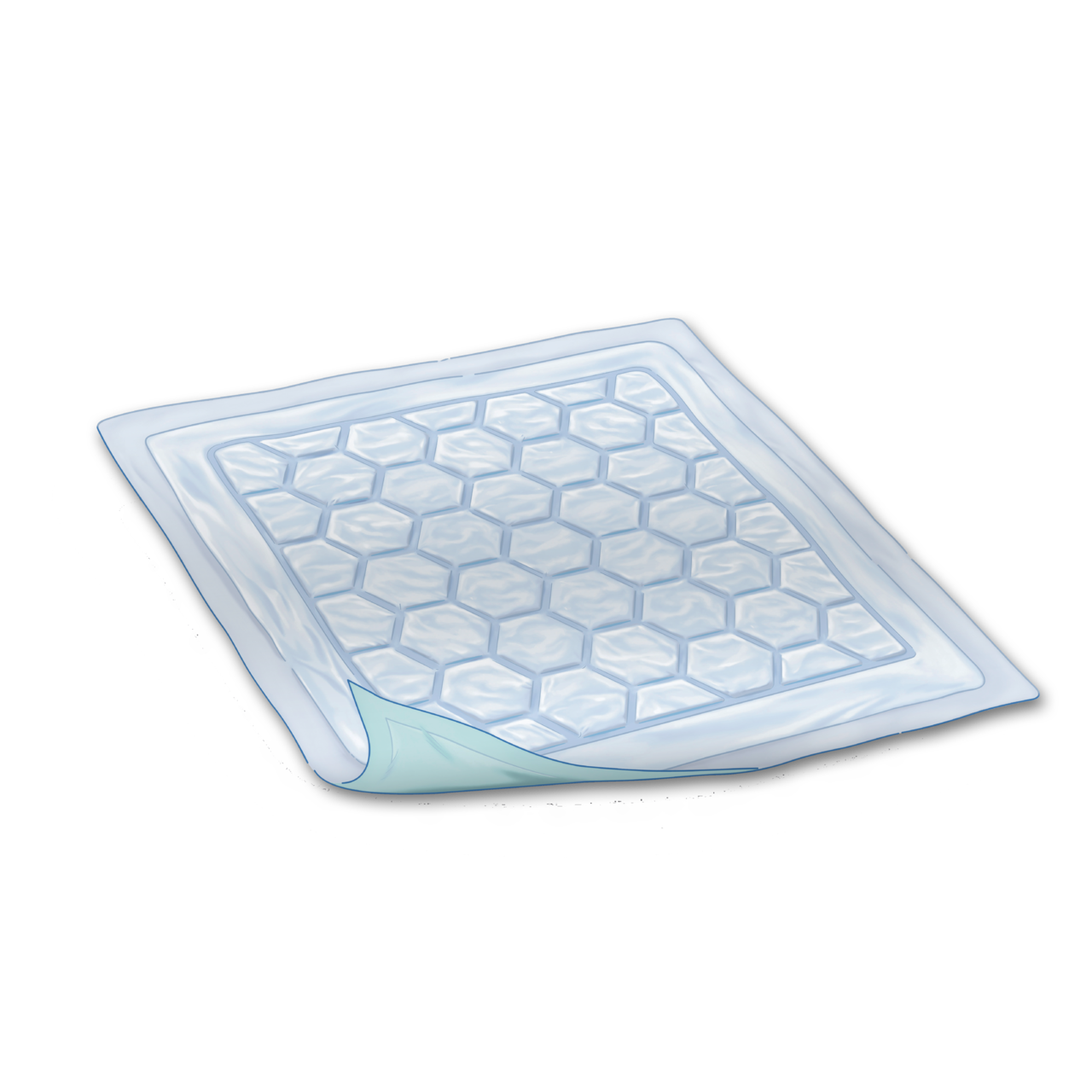 Produktbild einer Attends Dri Super Schutzauflage, die in quadratischer Form dargestellt ist, misst 60 x 60 cm. Die Auflage ist in einem hellen, sanften Blau gehalten und hat eine strukturierte Oberfläche, die für eine hohe Flüssigkeitsaufnahme ausgelegt ist. Die Ecken sind abgerundet, was die Handhabung erleichtert. Im Hintergrund ist ein neutraler, heller Untergrund, der die Auflage hervorhebt. Ideal für zusätzlichen Schutz auf Betten oder Möbeln, bietet die Auflage Sicherheit und Hygiene im Alltag.