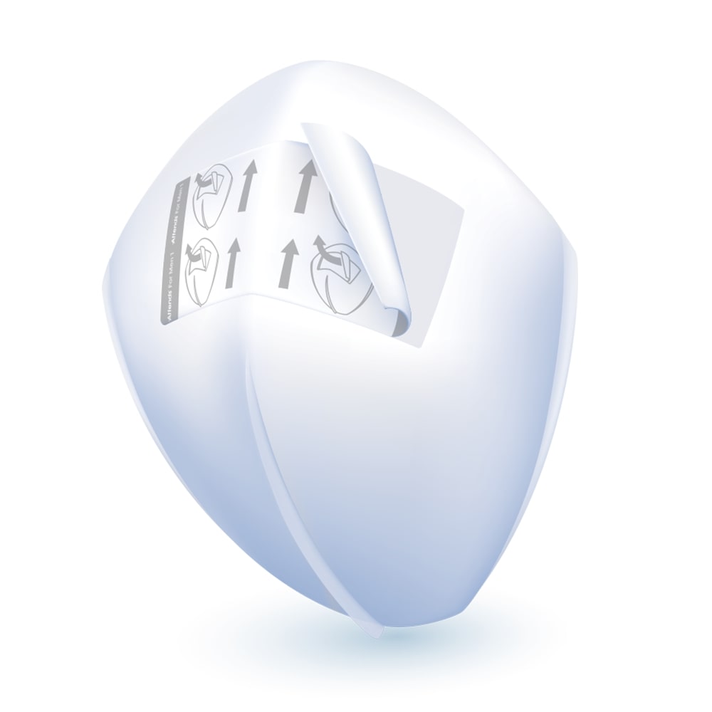 Auf dem Bild sind mehrere Paketverpackungen von "Attends for Men" Saug-einlagen für Männer zu sehen. Die Verpackungen haben eine klare, blaue Farbgestaltung mit weißen und grauen Akzenten. Auf der Vorderseite der Packungen sind das Logo von Attends sowie die Bezeichnung "Einlagen für Männer" prominent abgebildet. Die Abbildung zeigt sowohl die Vorder- als auch die Rückansicht mehrerer Packungen, die gestapelt sind.