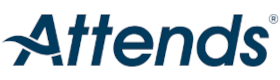 Attends Logo: Ein modernes, stilisiertes Logo in Blau und Grün, das den Firmennamen "Attends" in prägnanten, klaren Buchstaben zeigt. Das "A" ist groß und markant, während der Rest des Schriftzugs in etwas kleinerer Schriftgröße erscheint. Unterhalb des Firmennamens befindet sich eine subtile Linie, die das Logo optisch trennt. Der Hintergrund ist weiß, was die Farben des Logos hervorhebt und für ein frisches, professionelles Erscheinungsbild sorgt.