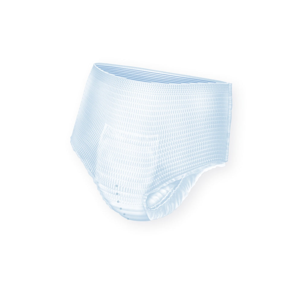 Inkontinenzhosen von Attends, Größe XL, für Erwachsene. Die Hosen sind in einem blauen Farbton gehalten und besitzen eine weiche, elastische Bundpartie für optimalen Tragekomfort. Sichtbare Nähte und ein eng anliegendes Design unterstützen die Anpassung an den Körper. Die Vorderseite der Verpackung zeigt das Produktmotiv und wichtige Informationen zur Größe und absorbierenden Eigenschaften. Die Hosen sind ideal für Personen mit Harninkontinenz und bieten eine diskrete und sichere Lösung für den Alltag.