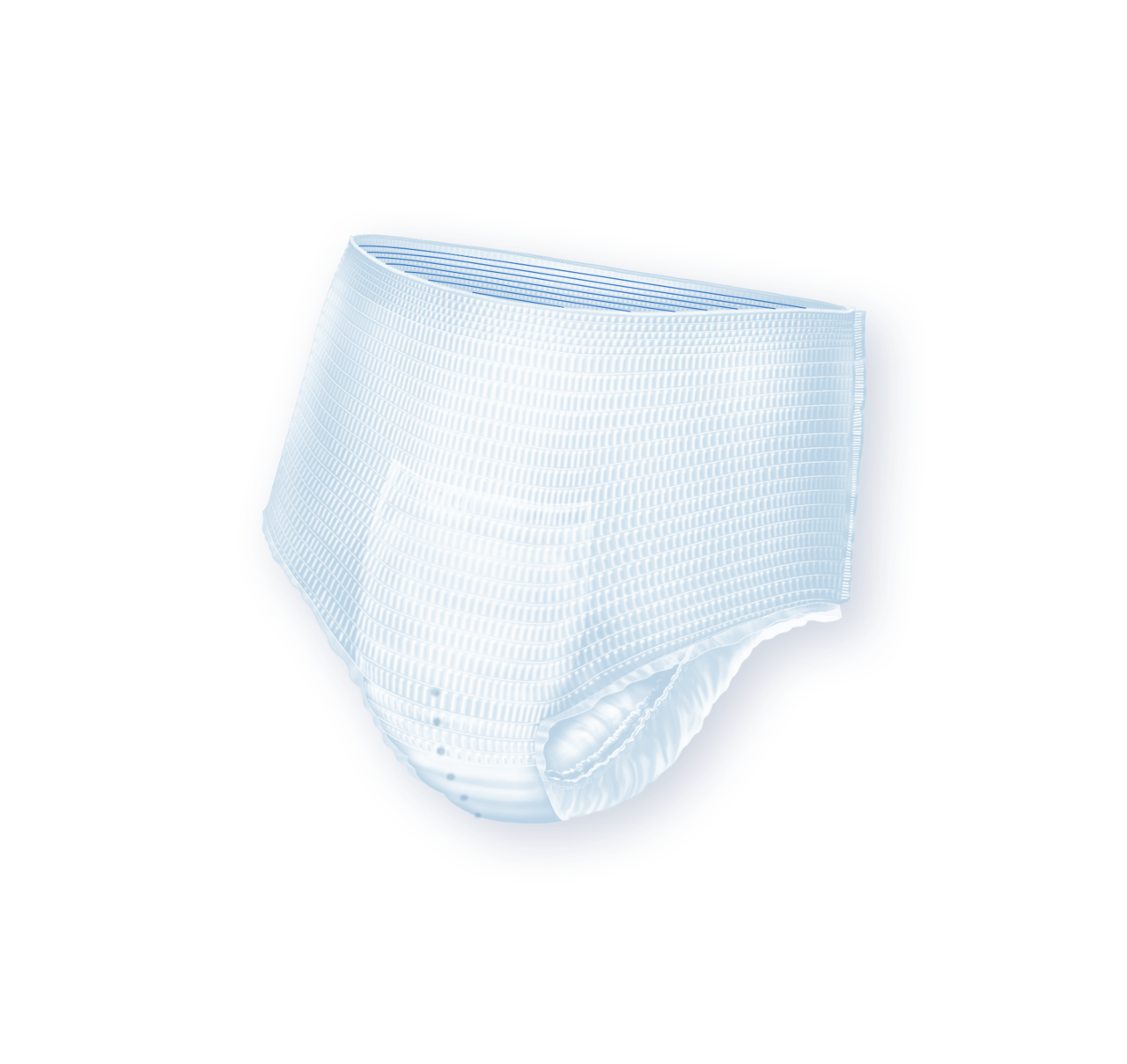 Alt-Text: Das Bild zeigt eine Verpackung von Attends Pull-Ons Inkontinenzhosen der Größe 4 (Small). Die Verpackung ist hauptsächlich in einem hellblauen Farbton gehalten und zeigt abgebildete Produkte, die in unterschiedlichen Perspektiven platziert sind. Auf der Vorderseite ist das Logo von Attends sowie die Bezeichnung "Pull-Ons 4" gut sichtbar. Auch sind Hinweise zur Inkontinenztechnologie und zur atmungsaktiven Materialqualität abgebildet.