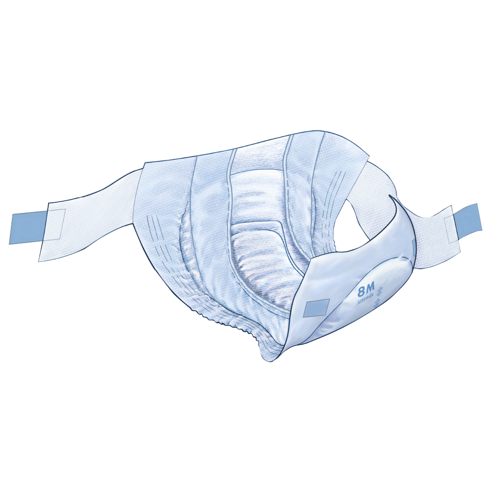 Inkontinenzslips Attends Slip Active 8 in der Größe Medium. Die Slips sind in einem sanften Weißton gehalten und haben eine spezielle, ergonomische Form für optimalen Sitz. An den Seiten sind elastische Bündchen sichtbar, die für zusätzlichen Komfort und Sicherheit sorgen. Die Oberfläche ist atmungsaktiv und weich, um Hautirritationen zu vermeiden. Im Hintergrund sind dezent strukturierte Designs zu erkennen, die dem Produkt eine moderne Note verleihen.