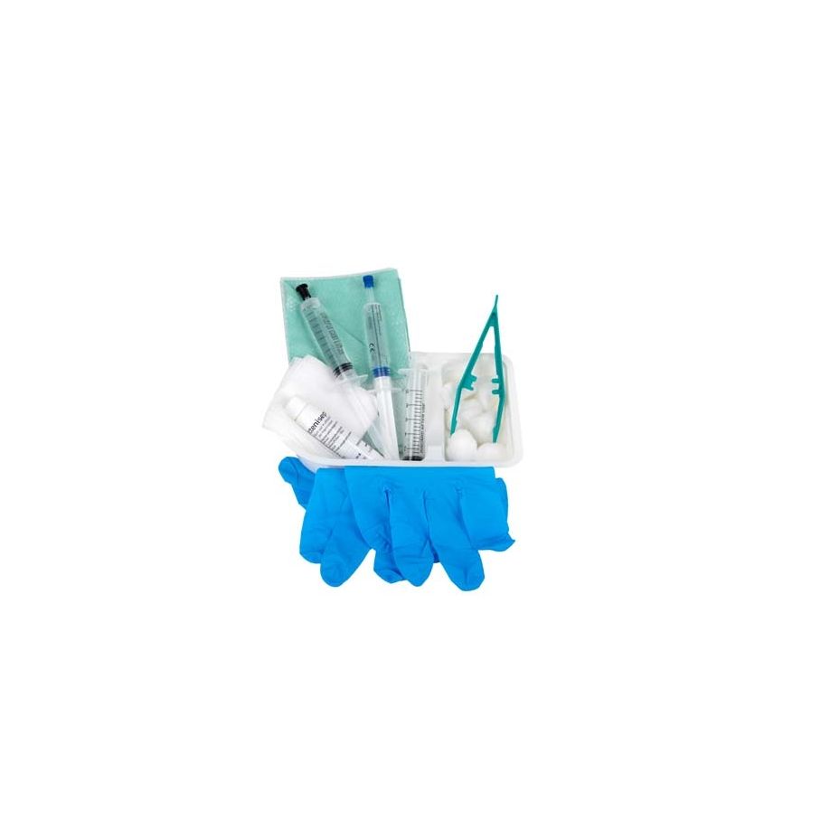 Katheter-Set von Biocare, steril verpackt. Das Set enthält einen Katheter, ein Fläschchen Octenisept zur Desinfektion und ein Gleitmittel, alles in einer attraktiven und klar strukturierten Verpackung. Der Katheter ist länglich und schlank, in einer transparenten Hülle sichtbar. Octenisept ist in einem weißen Fläschchen mit blauer Kappe abgefüllt, während das Gleitmittel in einer kleinen Tube vorliegt.