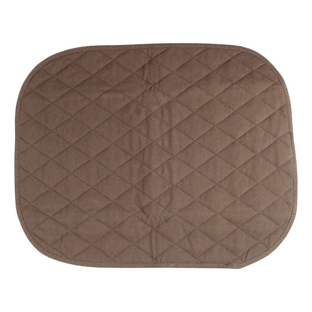 Schwarze, absorbierende Sitzauflage für Inkontinenz mit den Maßen 40 x 50 cm. Die Oberfläche ist glatt und leicht glänzend, während die Unterseite eine rutschfeste Beschichtung in grauer Farbe aufweist. Die Ränder der Auflage sind sauber vernäht und verleihen ihr ein ansprechendes Finish. Geeignet für Stühle, Sessel oder Autositze, um diese vor Feuchtigkeit zu schützen.