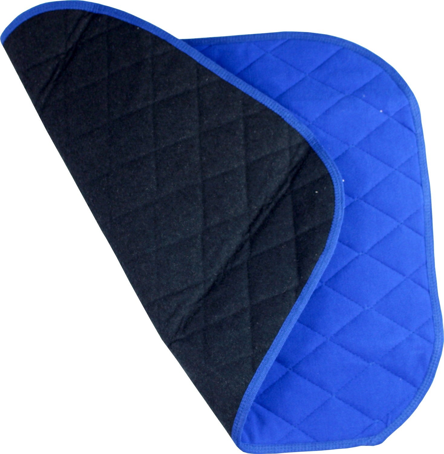 Eine anti-rutsch Inkontinenz-Sitzunterlage in der Größe 40 x 50 cm ist auf einem weißen Hintergrund abgebildet. Die Unterlage hat eine smaragdgrüne Oberseite und eine rutschfeste Unterseite, die durch kleine Punkte gekennzeichnet ist. An einer Seite ist das Pflegeetikett sichtbar, das Informationen zur Pflege und Verwendung bietet. Die Unterlage ist auf einer glatten Oberfläche platziert, die den stabilen Einsatz verdeutlicht.