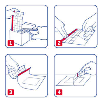 Produktbild eines transparenten Fixierpflasters: Das 10 cm breite und 2 m lange Pflaster ist in einem schlichten Design gehalten und lässt sich leicht abrollen. Es zeigt eine glatte, durchsichtige Oberfläche, die auf einer weißen, rasterförmigen Unterlage liegt. Die Verpackung ist nicht zu sehen, und der Fokus liegt auf dem Pflaster selbst, das in der Mitte des Bildes platziert ist. Die Materialien scheinen flexibel und atmungsaktiv zu sein, ideal für die Haut.
