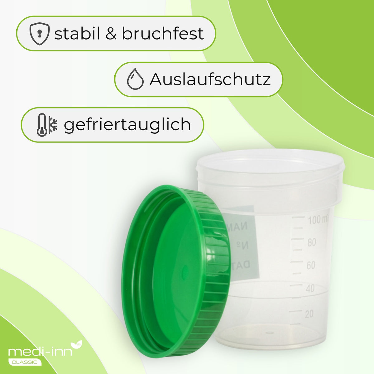 Eigenschaften: stabil & bruchfest, Auslaufschutz, gefriertauglich