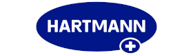Das Bild zeigt das Logo der Marke Hartmann. Es ist im oberen Bereich in einer rechteckigen Form angeordnet und hat einen weißen Hintergrund. Das Wort "Hartmann" ist in einer modernen, klaren Schriftart in dunkler Farbe geschrieben, wodurch es gut lesbar ist. Unter dem Namen befinden sich stilisierte grafische Elemente, die das Logo optisch ansprechend machen. Das gesamte Design vermittelt einen professionellen und zeitgemäßen Eindruck, der zur Markenidentität passt.