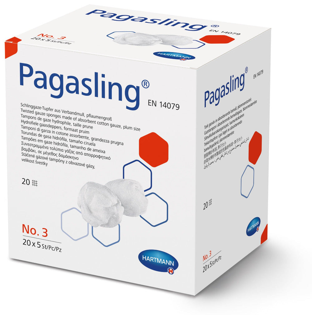 Steril verpackter Tupfer von Hartmann, Größe 3, auf weißem Hintergrund. Der Tupfer ist als medizinisches Produkt für die Wundversorgung gekennzeichnet und besteht aus einem weißen, weichen Material, das auf einem stabilen Stäbchen befestigt ist. Die Verpackung zeigt das Produktlogo und wichtige Informationen, wie die Sterilität und die Größe, klar und deutlich. Ideal für den professionellen Einsatz im Gesundheitswesen, um Wunden hygienisch zu behandeln und Infektionen zu vermeiden.