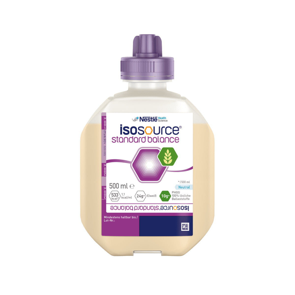 Flasche Isosource Standard Balance (500 ml) von Nestlé Health Science, neutraler Geschmack