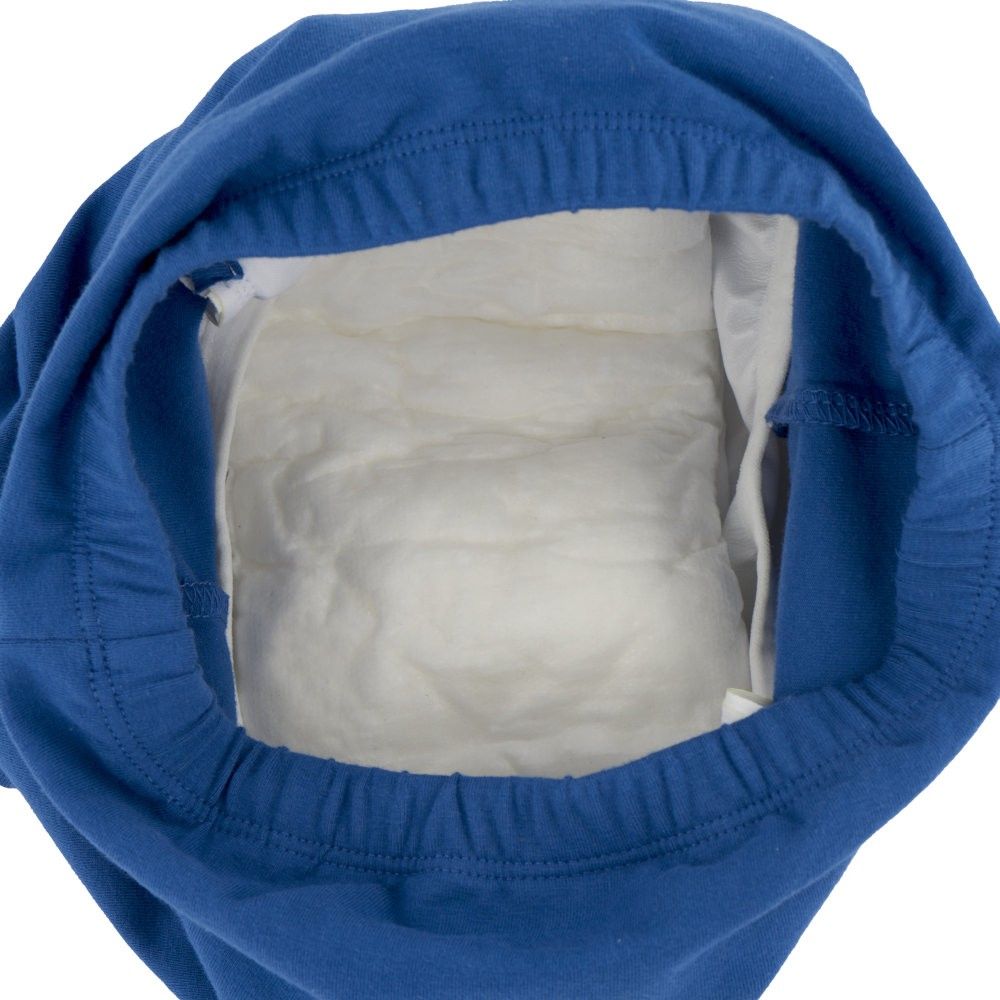 Innenansicht der kiwisto Kids ActivePants mit eingelegter weißer Saugeinlage in der integrierten Tasche.