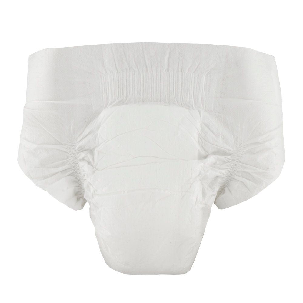 Kiwisto Kids Kinderwindel in der Rückansicht, schlicht weiß mit elastischem Rückenteil.