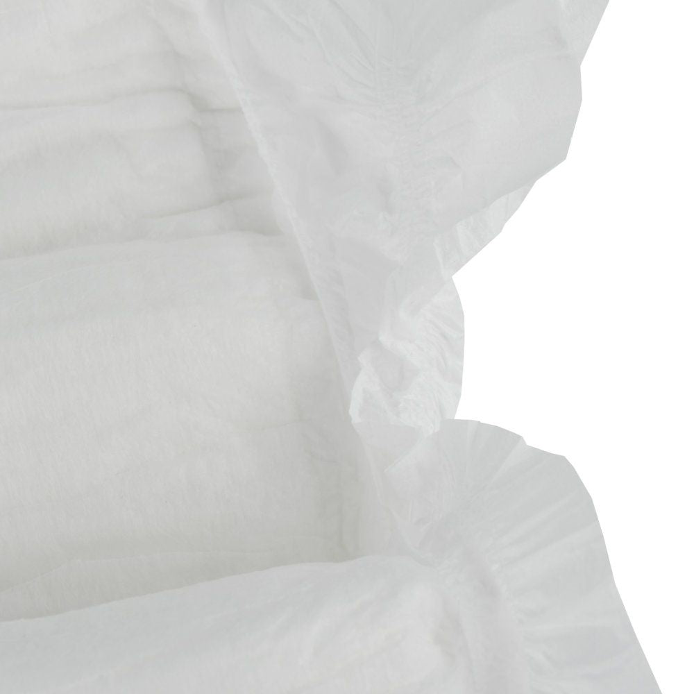 Detailaufnahme des seitlichen Auslaufschutzes und der weichen Innenstruktur der Kinderwindel.