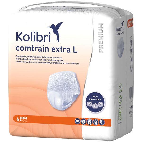 Produktbild zeigt die Kolibri Comtrain Premium Extra Pants in Größe L. Die Hose ist in einem stilvollen, dunklen Farbton gehalten und besteht aus einem strapazierfähigen, atmungsaktiven Material, das für Komfort und Funktionalität sorgt. Sie hat einen elastischen Bund und praktische Taschen auf den Seiten. Die Passform ist modern und ermöglicht Bewegungsfreiheit, ideal für aktive Anwendungen. Die Hose wird in einer ansprechenden Umgebung präsentiert, die den sportlichen Charakter unterstreicht.