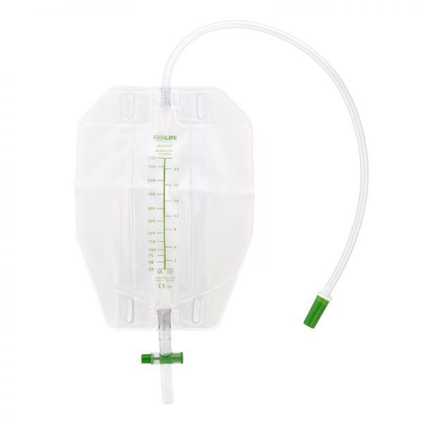 Transparenter, steriler Beinbeutel mit drei Kammern und einem 50 cm langen Schlauch. Der Beutel hat eine Kapazität von 750 ml und ist für die sichere Sammlung von Urin konzipiert. Die verschiedenen Kammern sind deutlich erkennbar und der Beutel ist mit einem Befestigungsband versehen, um eine einfache Anbringung am Oberschenkel zu ermöglichen. Der Verschluss ist benutzerfreundlich und sorgt für eine hygienische Handhabung. Ideal für den Einsatz bei Patienten mit speziellen medizinischen Bedürfnissen.