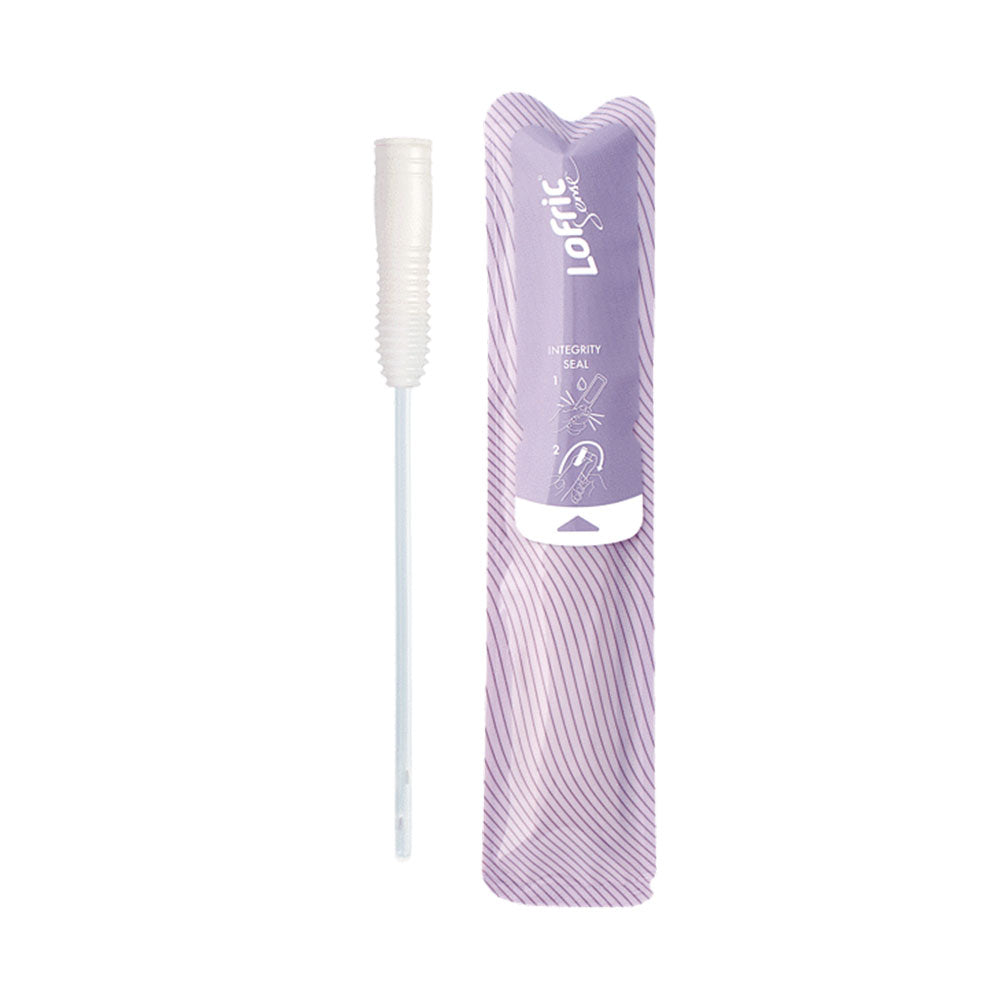 LoFric Sense Einmalkatheter mit lila Umverpackung und ergonomischem Griff – diskret, hygienisch und einsatzbereit