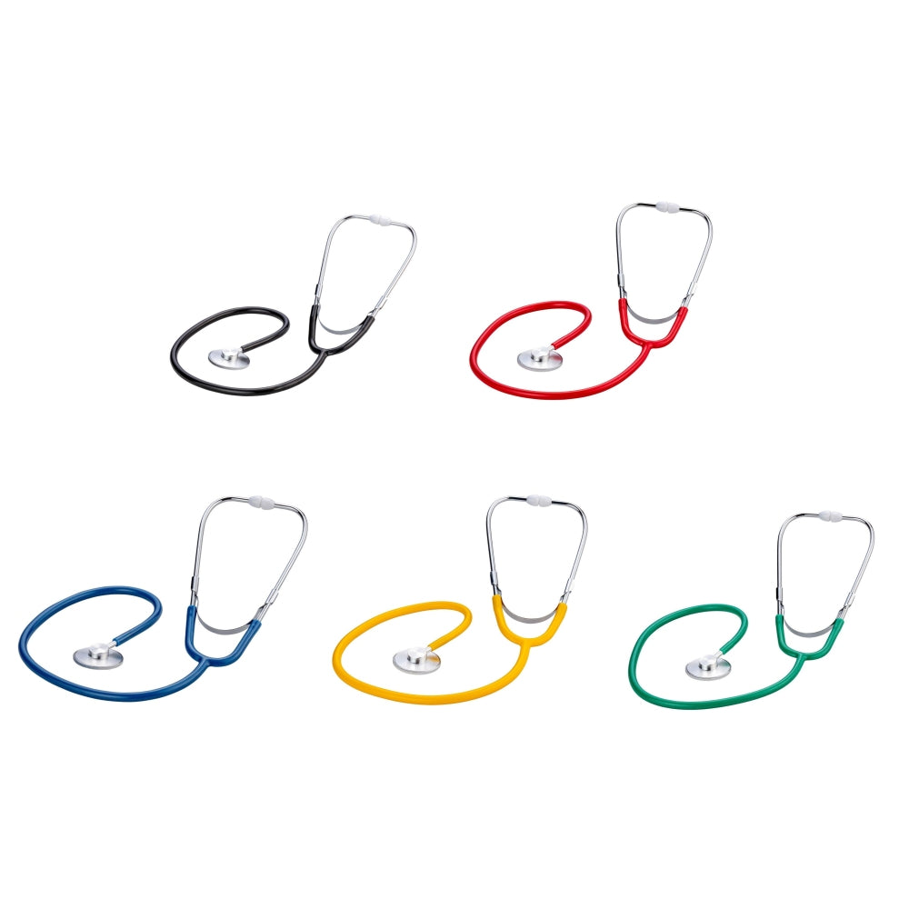 Blaues Flachkopf-Stethoskop aus hochwertigem Material, präsentiert auf einem neutralen Hintergrund. Das Stethoskop hat einen eleganten, ergonomischen Design mit klaren, glatten Linien. Der breite, leicht gebogene Kopf des Stethoskops ist gut sichtbar, ebenso wie die robusten Schläuche, die in einem tiefen Blau gehalten sind. Die Ohrstöpsel sind komfortabel geformt und in Silber-Tönen gehalten, um den modernen Look zu vervollständigen.
