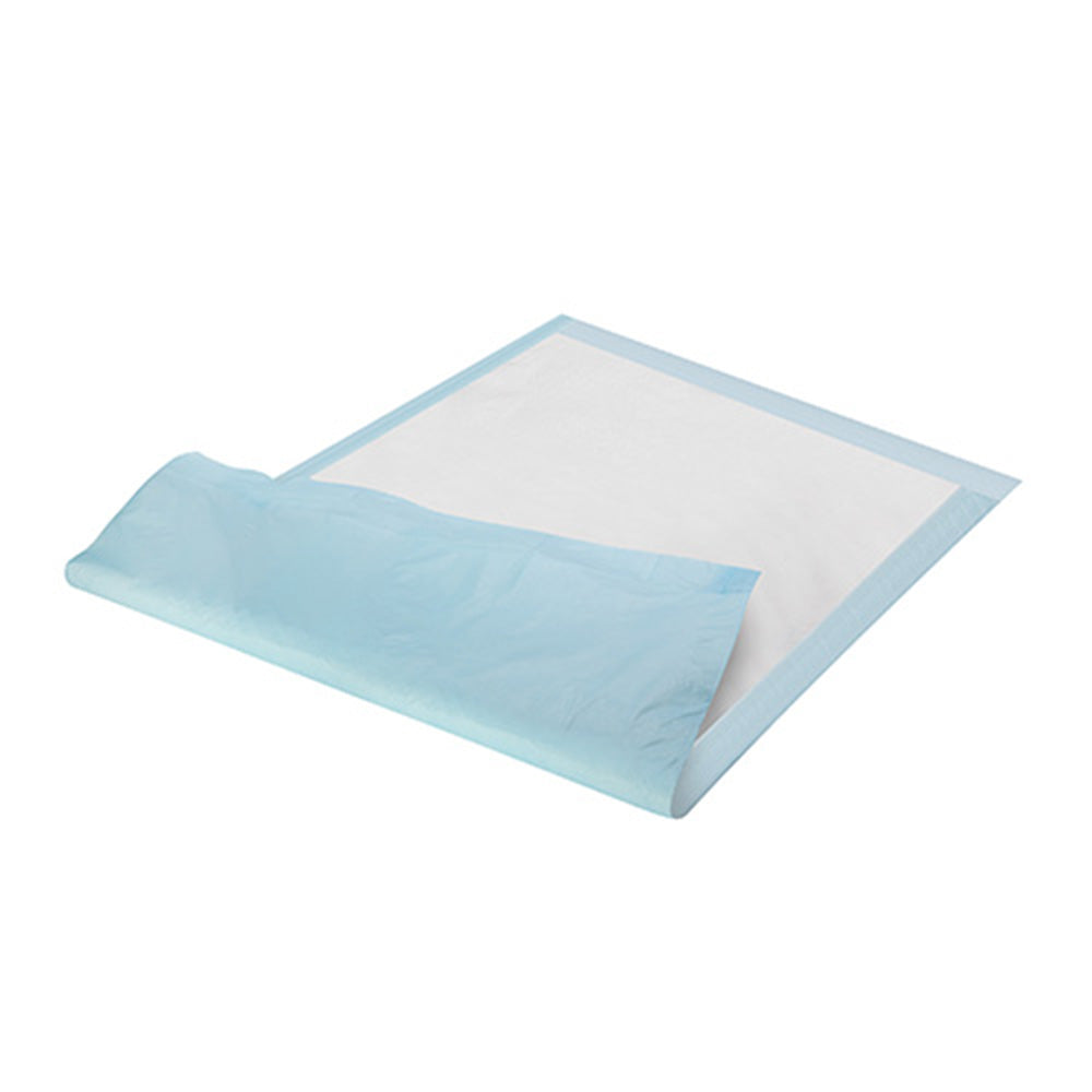 Zwei Stapel von medi inn Krankenunterlagen SAP Plus Premium sind auf dem Bild abgebildet. Jeder Stapel enthält 15 Unterlagen mit den Maßen 60 x 60 cm. Die Unterlagen sind in einem sauberen, weißen und blauen Design gehalten, wobei der obere Stapel leicht schräg auf dem unteren Stapel liegt. Der Hintergrund ist neutral gehalten, um das Produkt hervorzuheben. Die Unterlagen sind für den professionellen Einsatz im Gesundheitswesen konzipiert und bieten einen hohen Komfort sowie eine zuverlässige Saugfähigkeit.