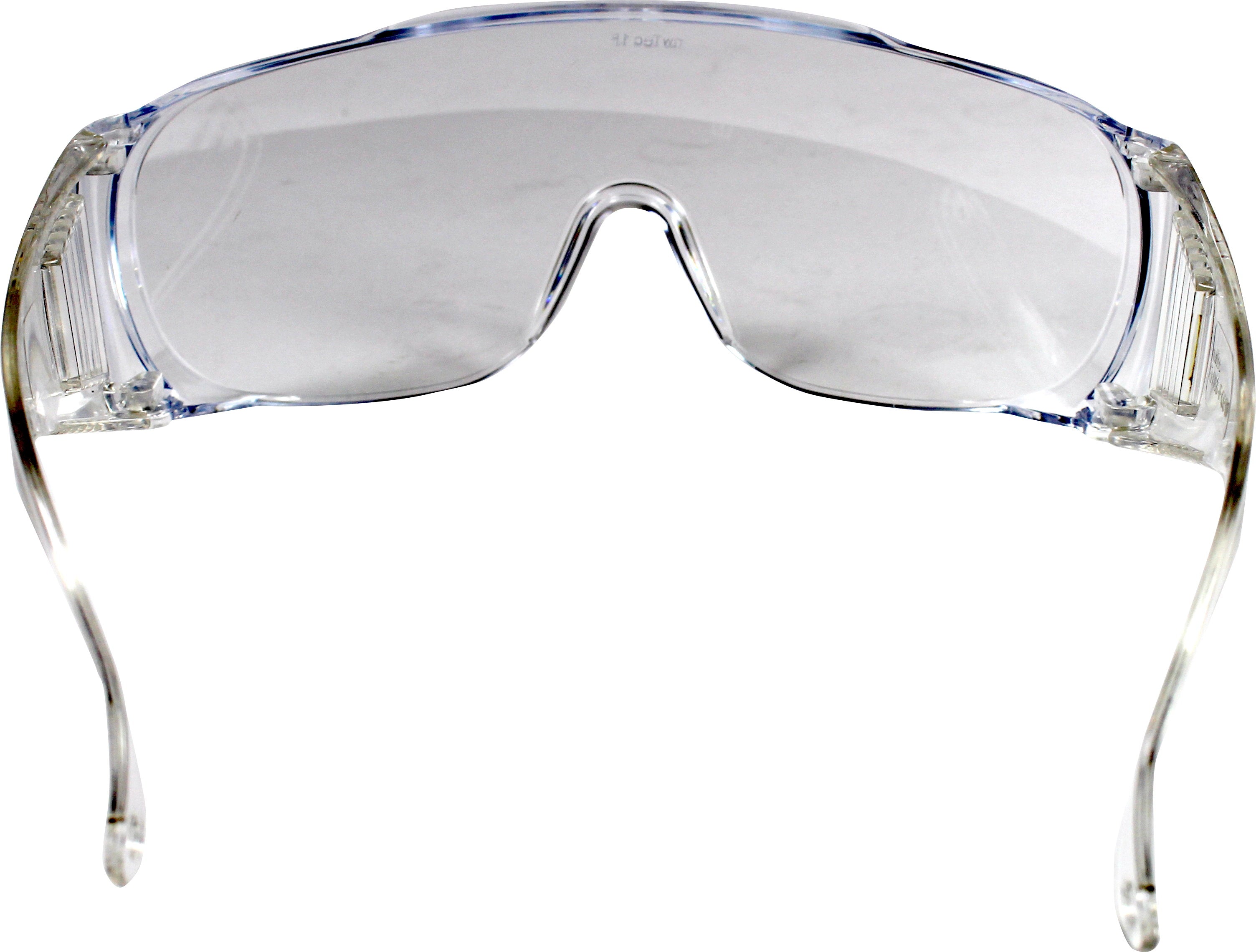 Transparente Laborschutzbrille aus Polycarbonat mit klaren, breiten Gläsern. Die Brille hat eine sanfte, geschwungene Rahmenform für optimalen Tragekomfort. Der Rahmen ist in einem schlichten Schwarz gehalten und verfügt über biegsame, anpassbare Bügel, die sich gut an verschiedene Kopfgrößen anschmiegen. Diese Schutzbrille ist ideal für Labore, industrielle Anwendungen oder den persönlichen Gebrauch, bietet Schutz vor Spritzern und Schmutz und sorgt für uneingeschränkte Sicht.