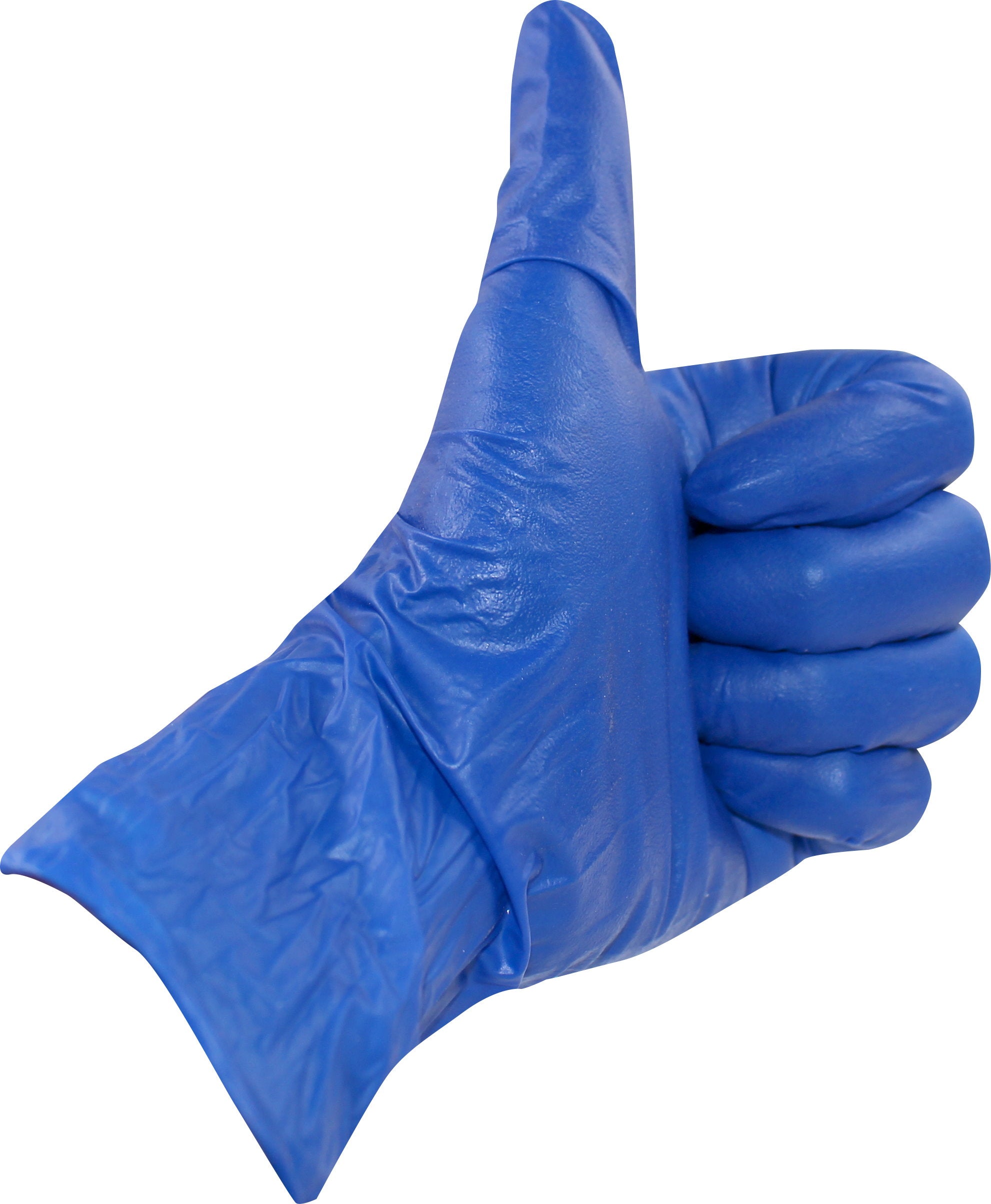 Blaues Einmalhandschuh-Paket aus Latex, in mittlerer Größe, für medizinische Anwendungen. Die Handschuhe sind puderfrei, was die Hautschonung fördert und Allergien vorbeugt. Auf der Verpackung sind klare deutsche Beschriftungen sichtbar, die den Inhalt und die Eigenschaften der Handschuhe hervorheben. Das Design ist übersichtlich, mit Grafiken von Handschuhen und einem medizinischen Symbol.