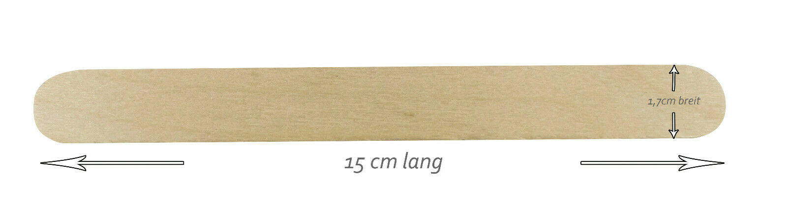 Bild eines Mundspatels aus Holz, der auf einem weißen Hintergrund liegt. Der Spatel hat eine glatte, helle Holzoberfläche und ist länglich mit abgerundeten Kanten. Er eignet sich ideal für medizinische oder zahnmedizinische Anwendungen. Neben dem Spatel sind keine weiteren Objekte sichtbar. Das Bild ist klar und scharf, was die Details der Holzstruktur gut zur Geltung bringt.
