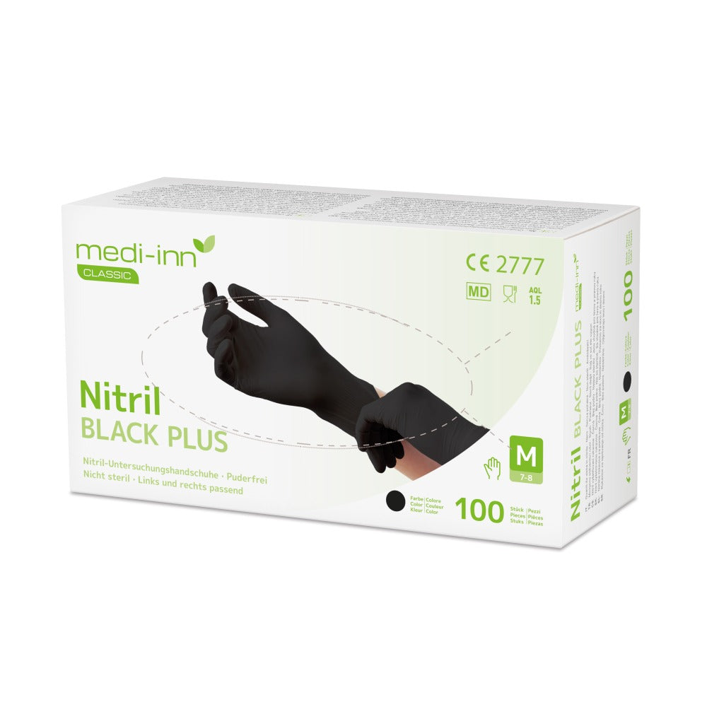 schwarze nitril handschuhe Medi-Inn Nitril black plus Einmalhandschuhe puderfrei