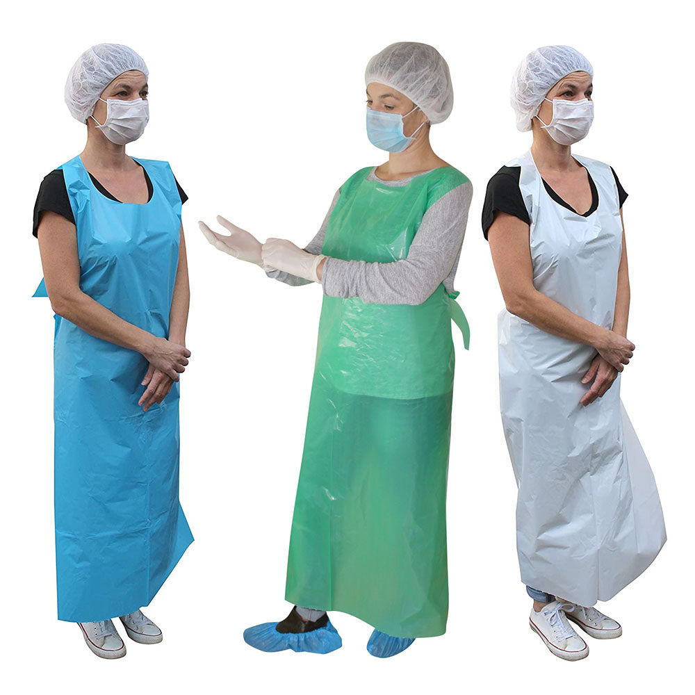 Weißer PE-Schürzen, extra stark und mit glatter Oberfläche. Die Schürze hat eine rechteckige Form und misst 75 x 120 cm. Sie ist lang und bietet umfassenden Schutz, ideal für den Einsatz in Gastronomie oder Pflege. Die Schürze hat keine sichtbaren Nähte und wirkt hygienisch rein, was sie für verschiedene Anwendungen geeignet macht. Der Stoff ist widerstandsfähig gegen Flüssigkeiten und lässt sich leicht abwischen.