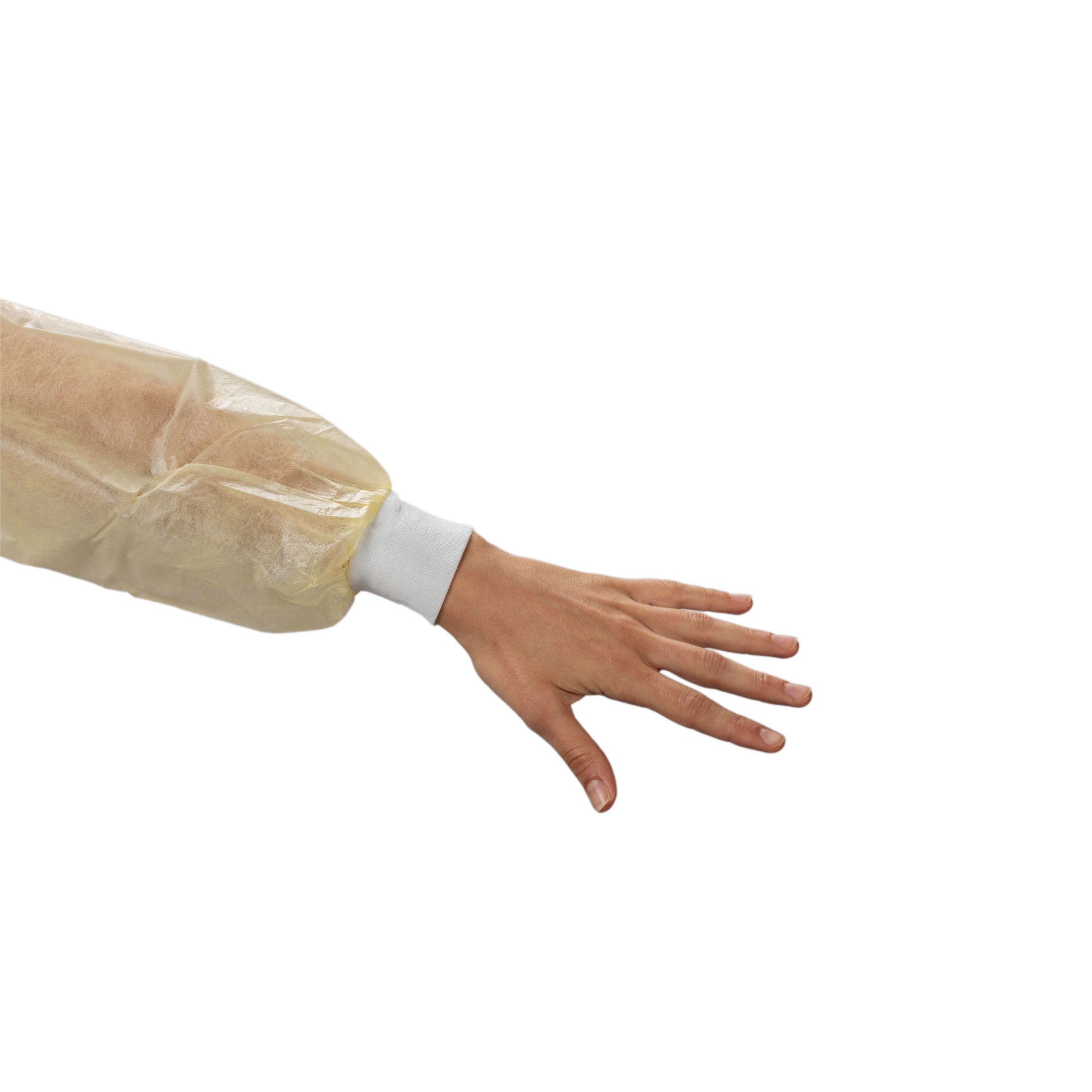 Gelber Einweg-Laborkittel aus PE mit Teilbeschichtung, ideal für den Schutz in Laboren und bei medizinischen Anwendungen. Der Kittel hat lange Ärmel und einen offenen Kragen. Die Vorderseite zeigt eine glatte, beschichtete Fläche, während die Rückseite aus unbeschichtetem Material besteht. Der Kittel ist knielang und bietet eine lockere Passform für Bewegungsfreiheit. Die helle Farbe sorgt für gute Sichtbarkeit. Perfekt für Hygiene- und Sicherheitsstandards in professionellen Arbeitsumfeldern.