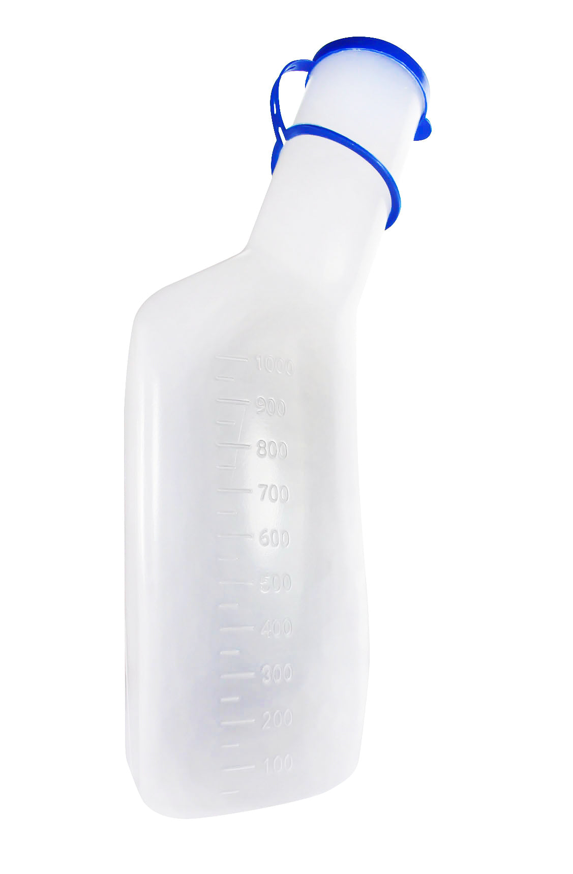 Transparente Urinflasche für Männer aus robustem PP-Kunststoff, mit einem Fassungsvermögen von 1000 ml. Die Flasche hat eine milchige Oberfläche, die eine Diskretion gewährleistet. Sie verfügt über einen breiten, ergonomischen Griff für einfachen Transport und Nutzung. Der großzügige Einfüllstutzen ermöglicht eine unkomplizierte Handhabung. Ideal für Notfälle oder bei eingeschränkter Mobilität. Die Flasche ist leicht zu reinigen und hygienisch.
