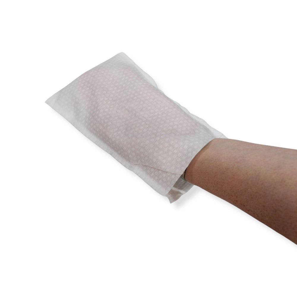 Waschhandschuhe Soft Touch Premium in einer Packung mit fünf Stück, präsentiert auf einem schlichten weißen Hintergrund. Die Handschuhe sind in sanften, pastellfarbenen Tönen gehalten, darunter Hellblau, Rosa, Grün, Gelb und Lavendel. Jeder Handschuh hat eine glatte Textur und ist weich, ideal für empfindliche Haut. Die Verpackung ist funktional und ansprechend gestaltet, zeigt den Produktnamen in klarer Schrift.