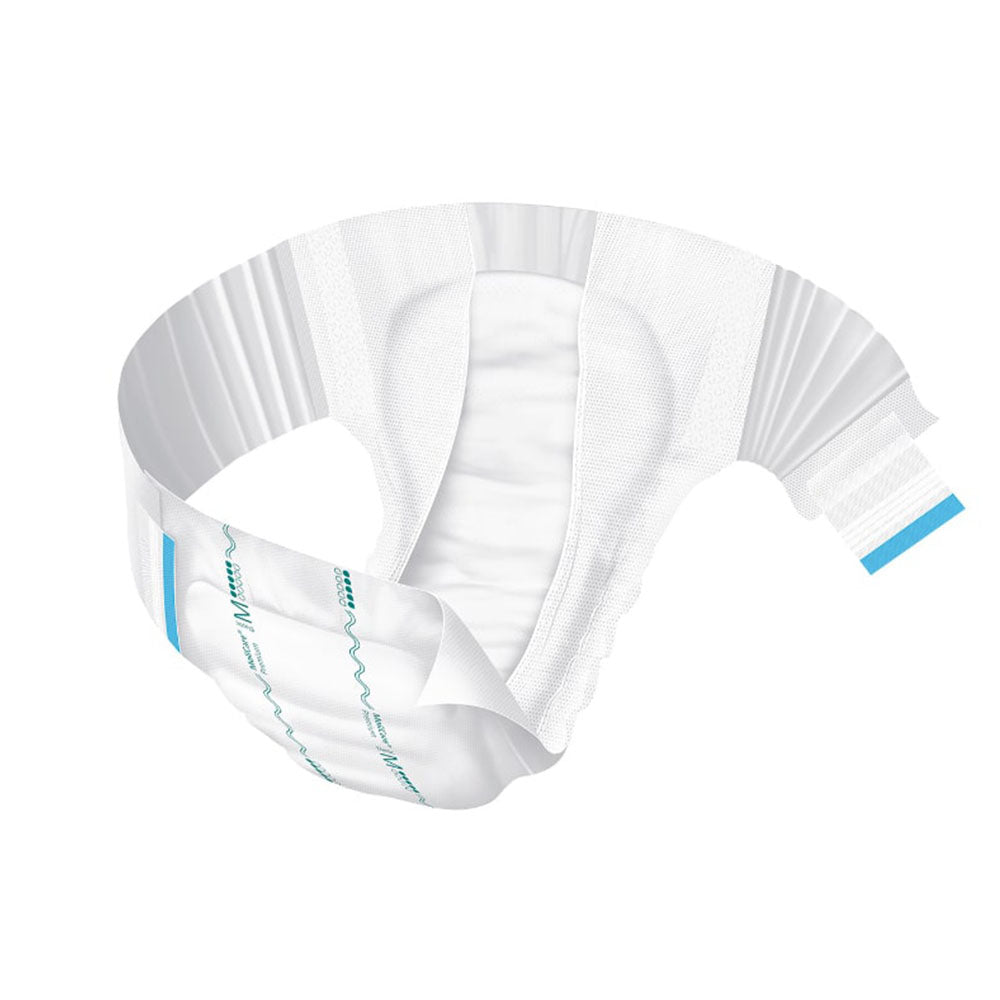 Molicare Premium Elastic Inkontinenzslip in Größe M, präsentiert auf einem weißen Hintergrund. Der Slip ist elastisch, bietet eine körpernahe Passform und ist für den einmaligen Gebrauch konzipiert. Die Oberfläche ist sanft und atmungsaktiv, mit seitlichen elastischen Einsätzen für verbesserten Tragekomfort. Die Vorderseite zeigt ein modernes Design mit einem subtilen Muster, das für diskrete Nutzung sorgt.