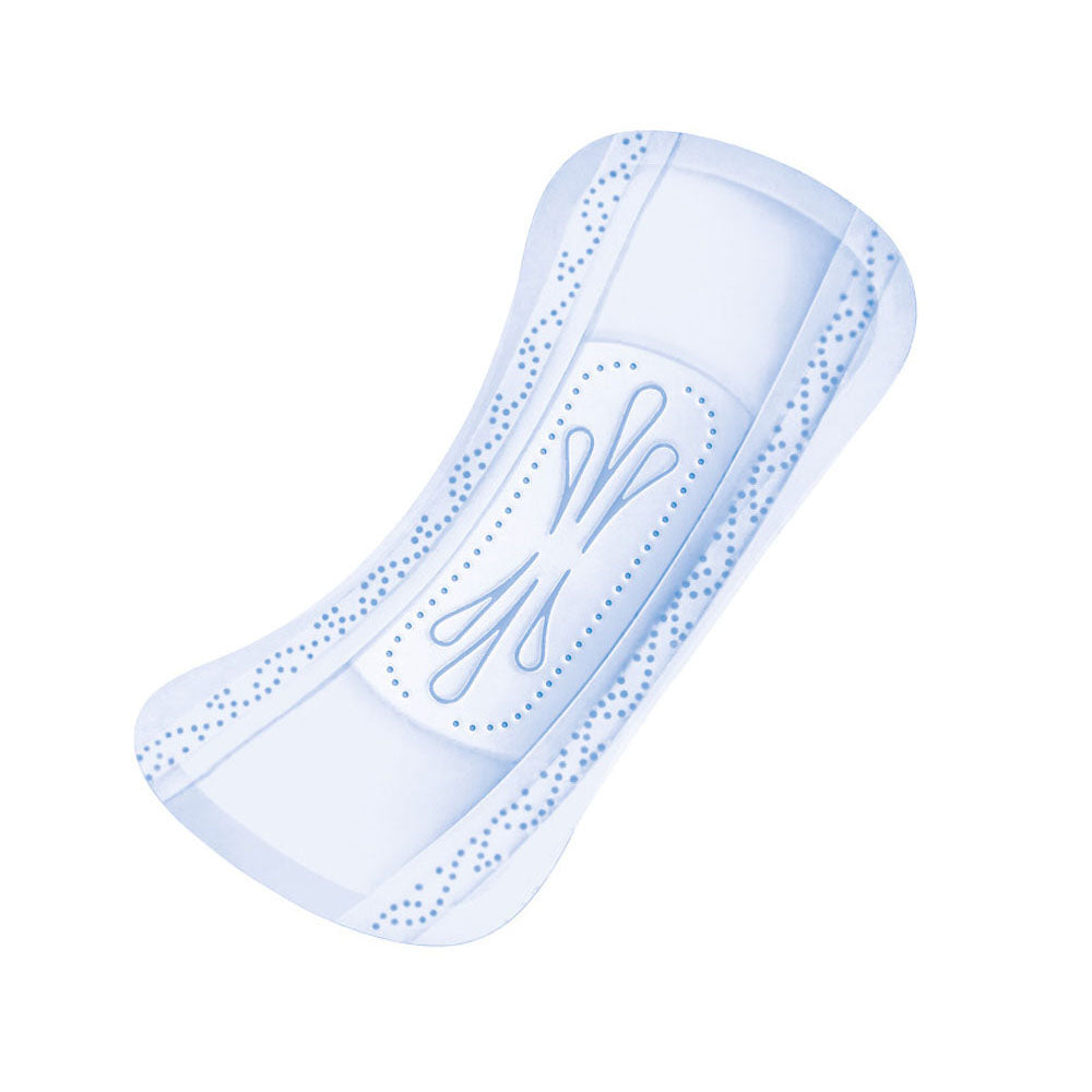 Bild eines MoliCare Premium Lady Pads mit 0,5 Tropfen, einem Inkontinenzprodukt für Frauen. Die Einlage ist in der typischen 20er-Packung abgebildet, die hauptsächlich in sanften Farben gestaltet ist. Auf der Verpackung sind visuelle Elemente, die die Luftdurchlässigkeit und Hautfreundlichkeit betonen. Das Pad selbst ist dünn und ergonomisch gestaltet, um Komfort und Schutz zu gewährleisten.