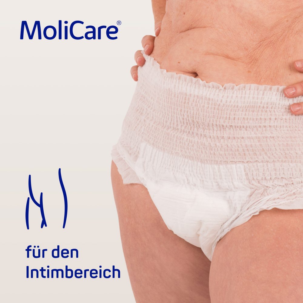 Bild zeigt die Verpackung von Molicare Skin Feuchttüchern, die sich in einem weißen, rechteckigen Beutel mit einem praktischen, wieder verschließbaren Verschluss befinden. Der Beutel ist auf der Vorderseite in einem ansprechenden Design gestaltet, mit einer Kombination aus sanften Farben und dem Molicare-Logo. Auf der Verpackung sind Informationen zu den Feuchttüchern, inkl. Anwendungshinweisen und Inhaltsstoffen, abgebildet.