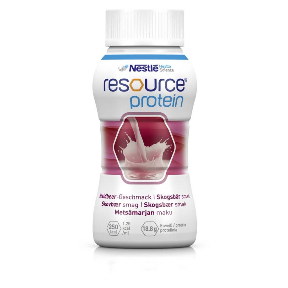 Bild eines Produkts: Sechserpack Nestlé Resource Protein Drink in der Geschmacksrichtung Kaffee. Die Verpackung zeigt kreative Grafiken und ein modernes Design. Jeder Drink hat eine Größe von 200 ml. Die Hintergrundfarbe der Verpackung ist überwiegend beige mit braunen Akzenten, die den Kaffeegeschmack betonen. Deutlich sichtbare Informationen zu den Nährwerten und der Zusammensetzung sind auf der Seite abgebildet.