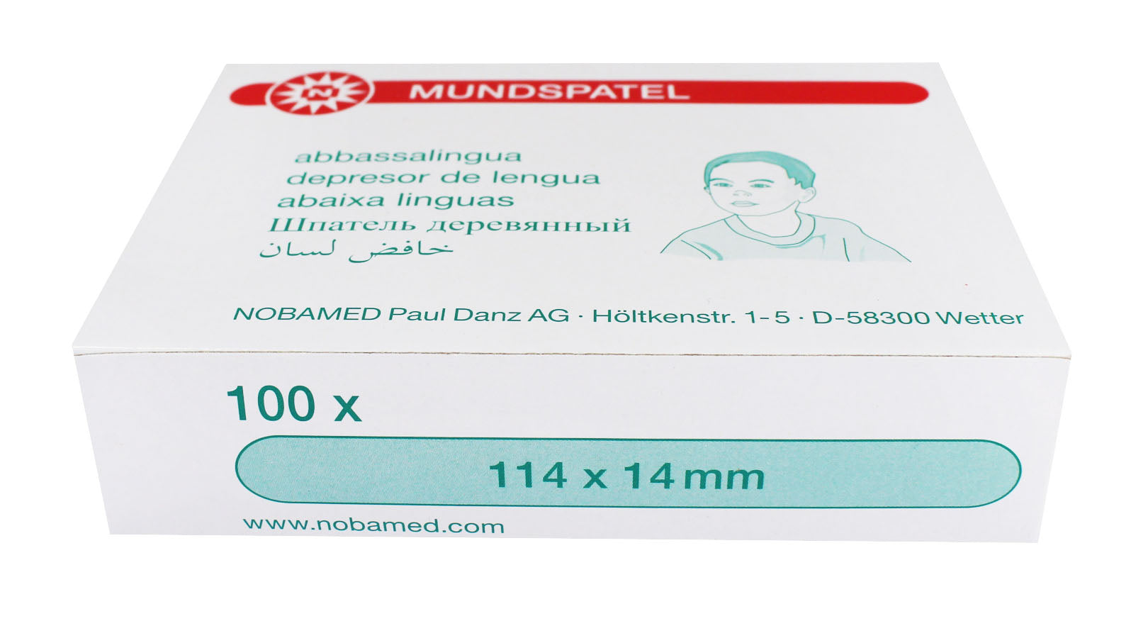 Holz-Mundspatel in großer Größe, Maße 150 x 18 mm. Der Spatel ist aus hellem, naturbelassenem Holz gefertigt, mit glatter Oberfläche und abgerundeten Kanten für angenehme Handhabung. Er zeigt keine sichtbaren Risse oder Mängel. Der Hintergrund ist neutral und hebt den Spatel gut hervor. Ideal für den Einsatz in der Medizin, besonders bei Arztbesuchen oder in der Zahnpflege. Der Spatel hat eine vielseitige Anwendung, auch in der Kosmetik oder bei Bastelarbeiten.