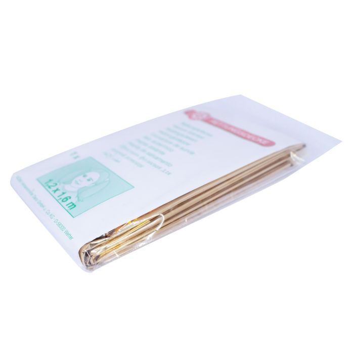 Produktbild einer Rettungsdecke in Gold und Silber für Kinder. Die Decke misst 1,2 m x 1,6 m und zeigt eine glänzende, reflektierende Oberfläche, die Licht in verschiedene Richtungen streut. Die goldene und silberne Farbe sorgt für einen eleganten und auffälligen Look. Die Decke liegt faltenfrei auf einem neutralen Hintergrund und hebt sich durch den Kontrast hervor. Sie eignet sich ideal für Outdoor-Aktivitäten, Notfallsituationen und kann zur Wärmespeicherung genutzt werden.