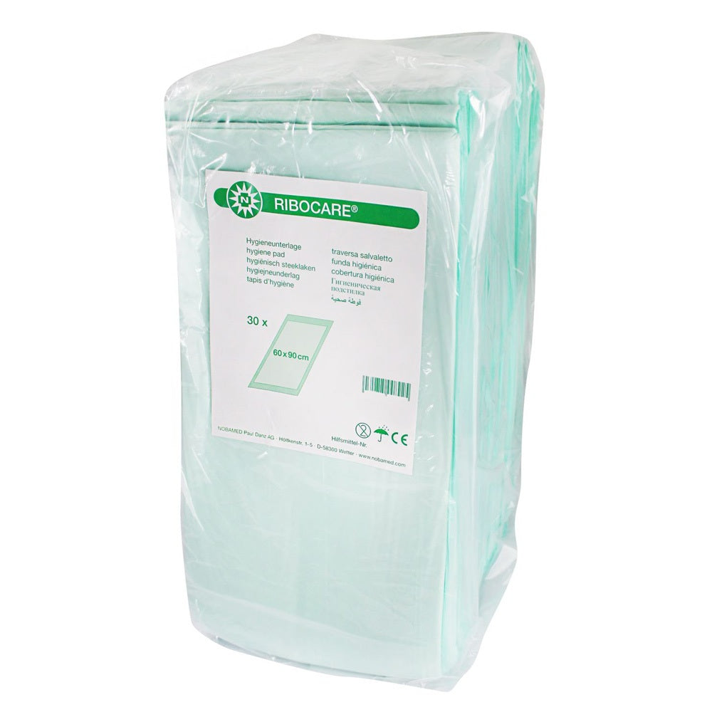 Eine Packung mit 30 Krankenhausunterlagen in der Größe 40 x 60 cm ist abgebildet. Die Unterlagen sind in einer klaren, transparenten Verpackung präsentiert. Jede Unterlage ist 8-lagig und bietet hohe Saugfähigkeit, was sie ideal für den Einsatz im medizinischen Bereich oder in der Altenpflege macht. Die Unterlagen sind weiß und verfügen über eine strukturierte Oberfläche, die zusätzliche Sicherheit und Komfort bietet.