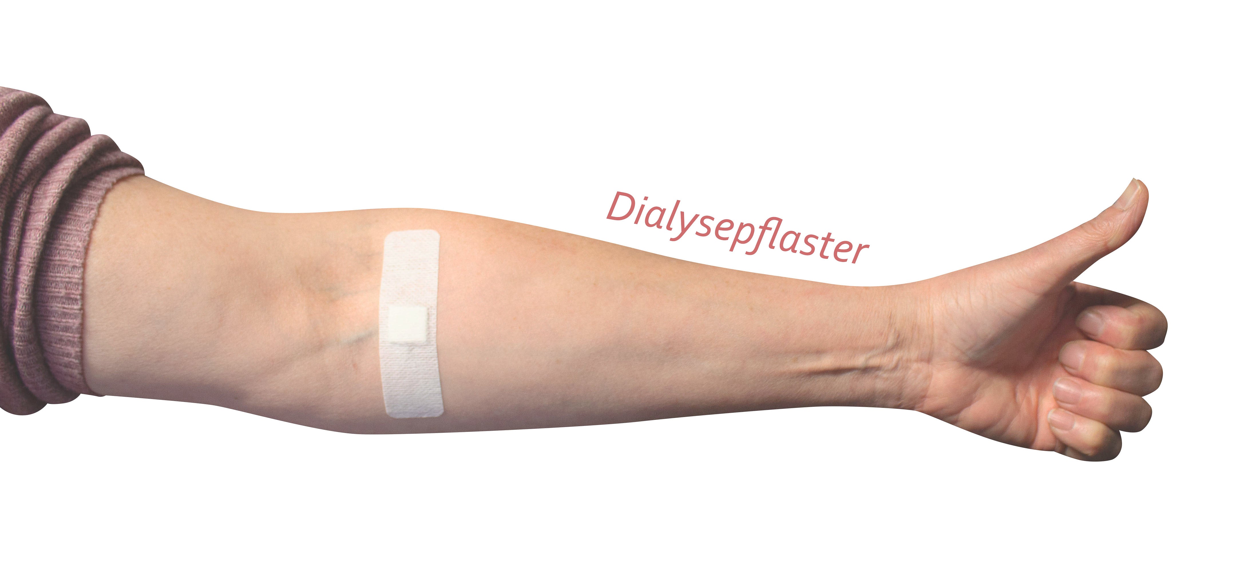 Weißes, steril verpacktes Druckpflaster mit den Maßen 2,5 cm x 8,5 cm. Das Pflaster ist rechteckig und erinnert an medizinische Verbände. Die Verpackung zeigt eine klare, einfache Gestaltung mit einem ansprechenden Design. Auf der Vorderseite sind wichtige Informationen über das Produkt sichtbar, darunter die Marke "Noba" und die Bezeichnung "Rudablok Dialyse-Pflaster". Der Hintergrund ist hell und minimalistisch, was die Lesbarkeit der Informationen unterstützt.