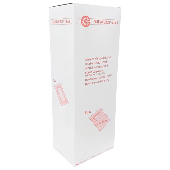 Weißes, steril verpacktes Wundpflaster-Set mit 50 Stück, präsentiert in einer transparenten Verpackung. Die Pflaster haben eine runde, insulare Form und sind aus einem flexiblen Material gefertigt, das sich gut an die Haut anpasst. Auf der Verpackung sind Hinweis- und Gebrauchsanweisungen in klarer, lesbarer Schrift abgedruckt. Das Design vermittelt einen professionellen Eindruck und hebt die Funktionalität des Produkts hervor. Ideal für Erste-Hilfe-Ausrüstungen oder den Einsatz in Haushalten und Büros.