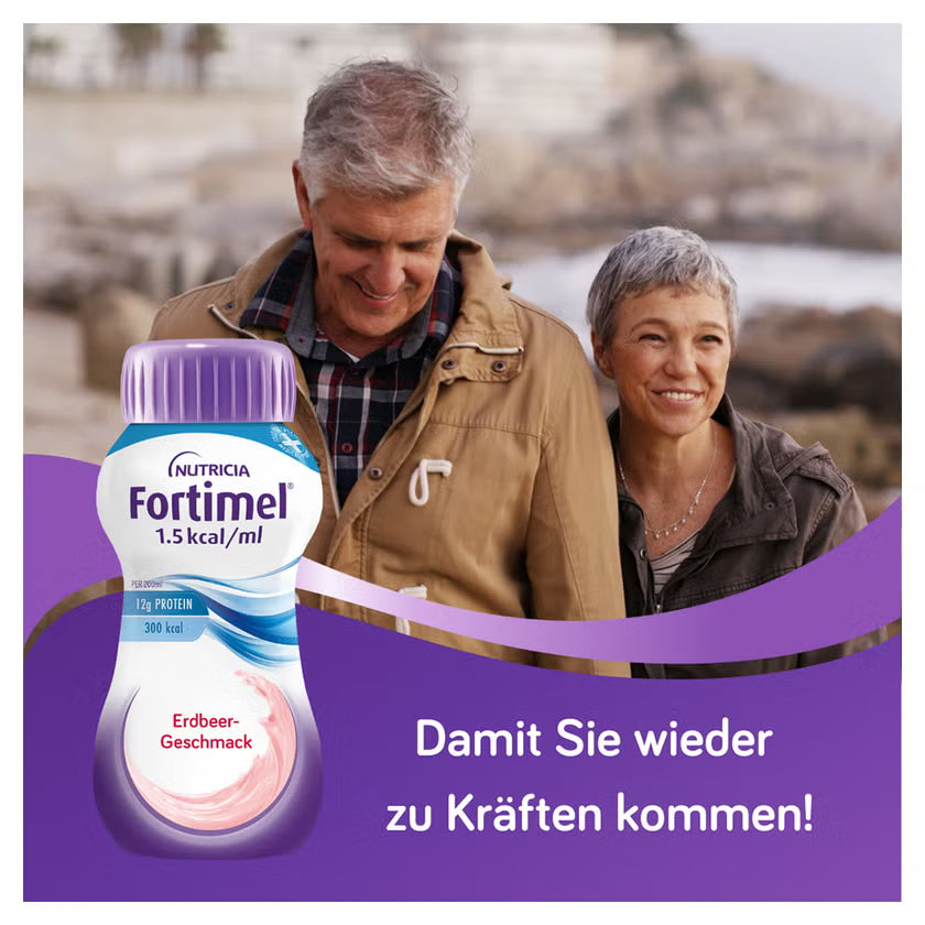 Fortimel 1.5 kcal Trinknahrung Erdbeere für Energie und Gewichtszunahme