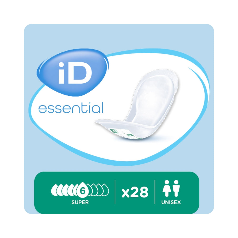 iD Essential Light Pads Super Inkontinenzeinlagen Verpackung Detail Saugstärke 6 von 10 28 Stück Unisex
