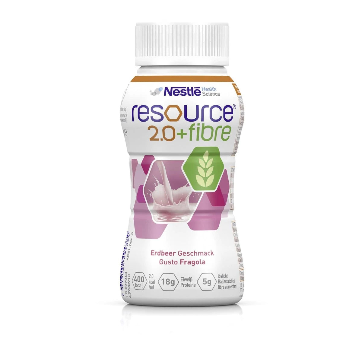 Resource 2.0 + Fibre Trinknahrung in der 200 ml Flasche, Geschmacksrichtung Erdbeere