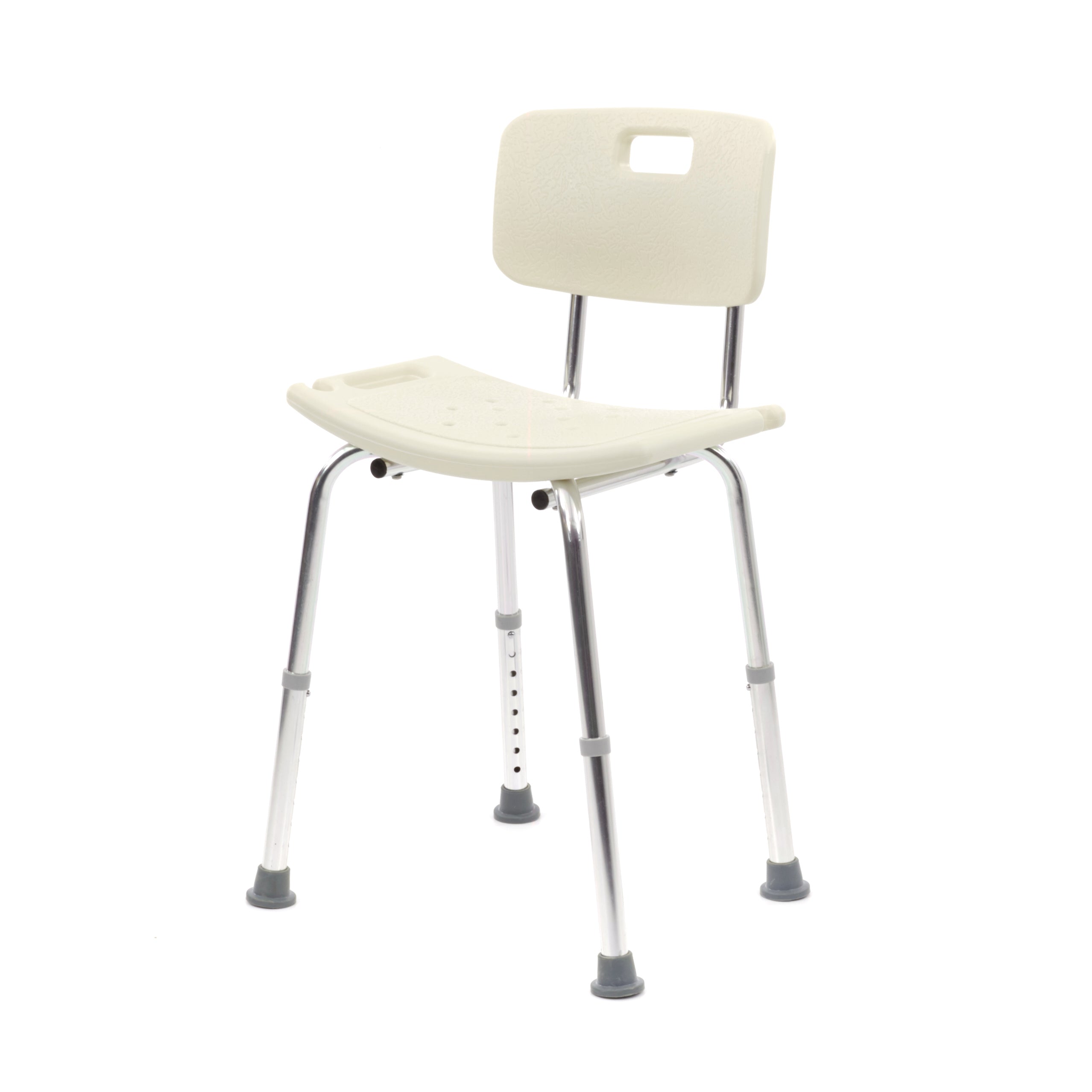 Hochwertiger Duschstuhl mit höhenverstellbarer Sitzfläche von 50 cm Breite, ideal für Menschen mit eingeschränkter Mobilität. Der Stuhl hat eine stabile, leichtgewichtige Konstruktion aus Aluminium, die rostfrei ist und somit perfekt für den Einsatz in der Dusche geeignet ist. Die breiten, rutschfesten Füße sorgen für sicheren Halt, während die schlanken Armlehnen zusätzlichen Komfort bieten. Die praktische Sitzfläche ist mit einer wasserabweisenden Oberfläche versehen, die einfach zu reinigen ist.