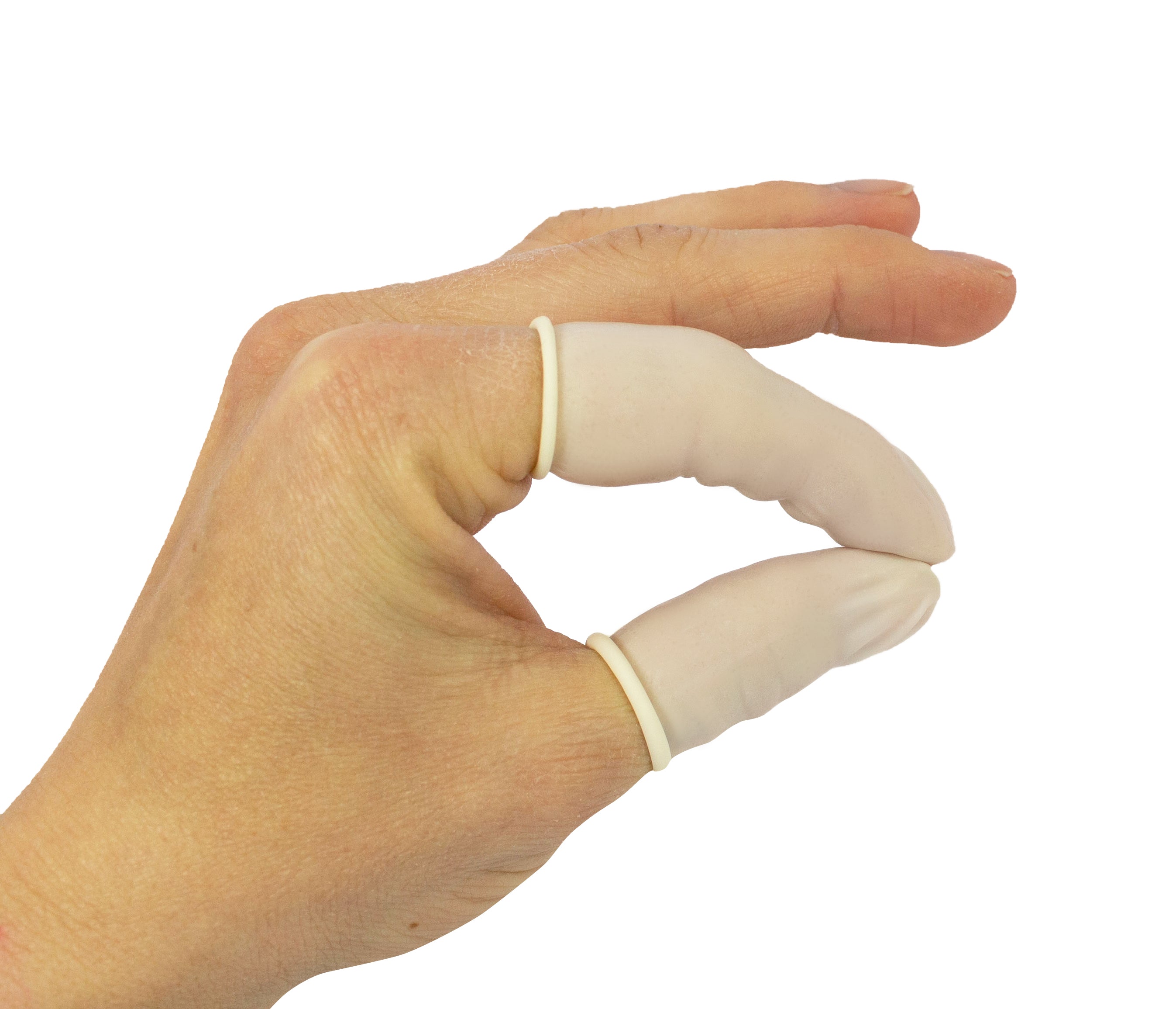 Bildbeschreibung: Die Abbildung zeigt eine Packung mit 100 gepuderten Latex-Fingerlingen in der Größe XL. Die Fingerlinge sind hellbeige und haben eine glatte Oberfläche. Die Verpackung ist in einem klaren Kunststoffbeutel präsentiert, der die Fingerlinge gut sichtbar macht. Auf der Vorderseite des Beutels sind Produktinformationen und die Größe deutlich abgedruckt. Die Fingerlinge sind ideal für hygienische Anwendungen in verschiedenen Bereichen, wie Haushalt und medizinische Berufe.